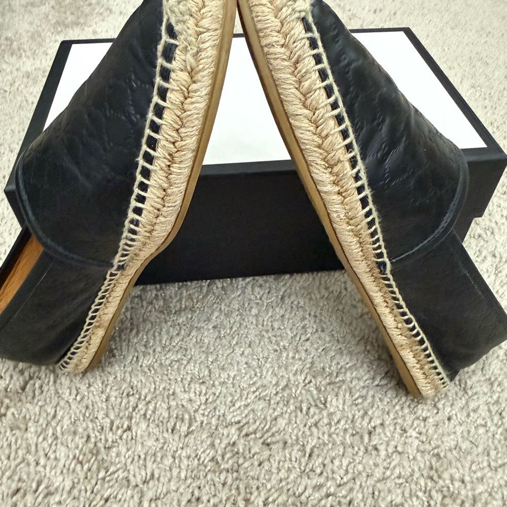 Gucci Black Embossed Leather Espadrilles - Picture 12 of 16